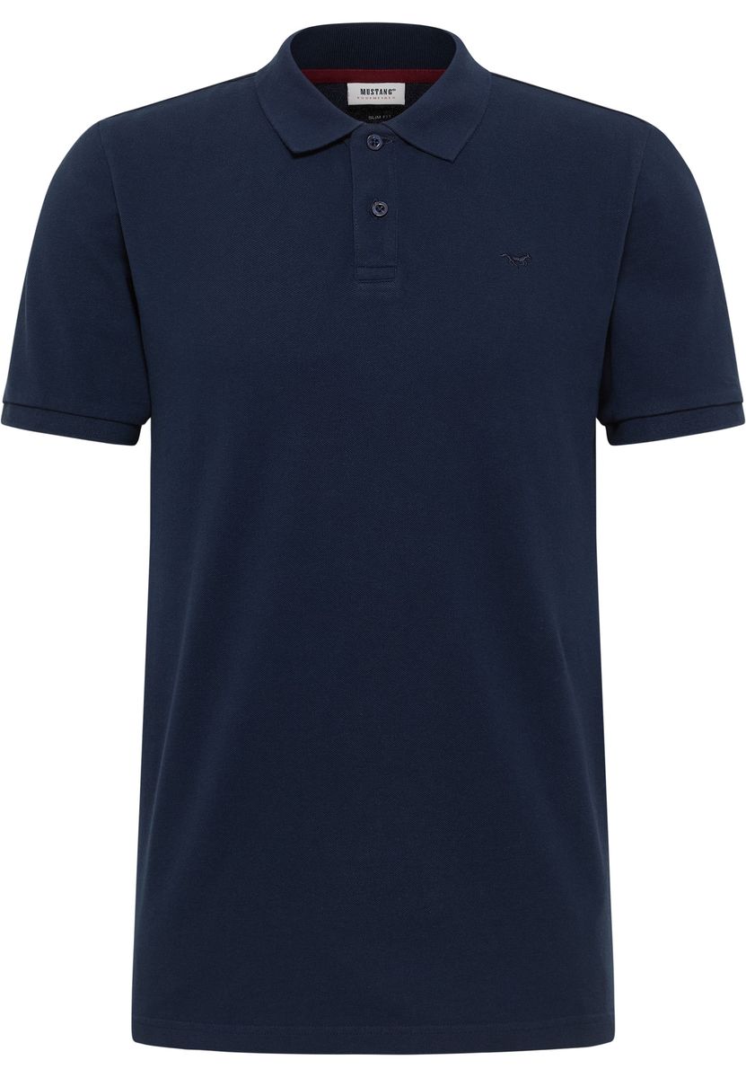 Klassisches marineblaues Piqué-Polohemd aus Baumwolle