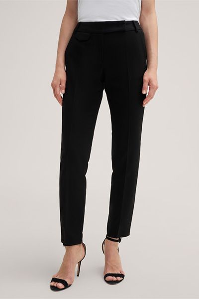 Marc Cain Schwarze Crêpe-Anzughose Schmale Passform Business