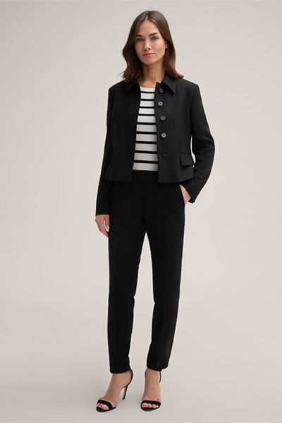 Marc Cain Schwarze Crêpe-Anzughose Schmale Passform Business