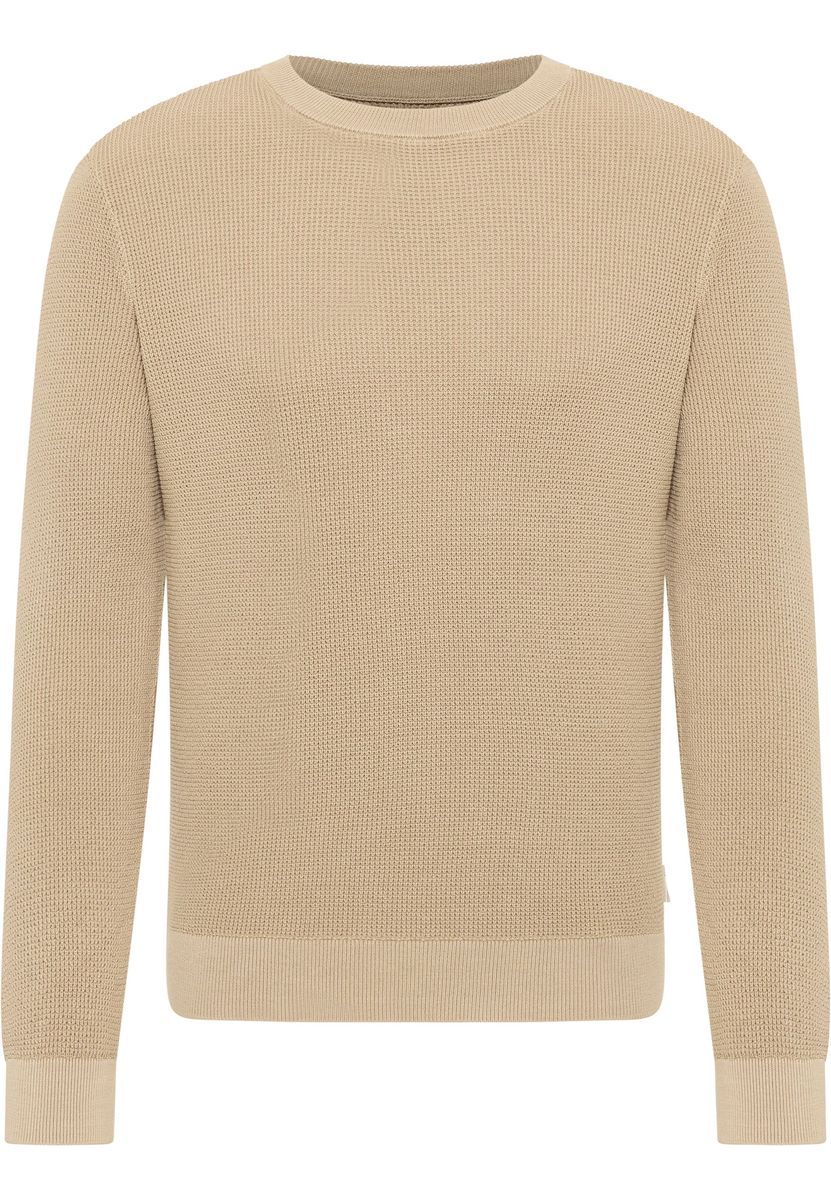 Strukturierter Baumwollstrick Rundhals Pullover