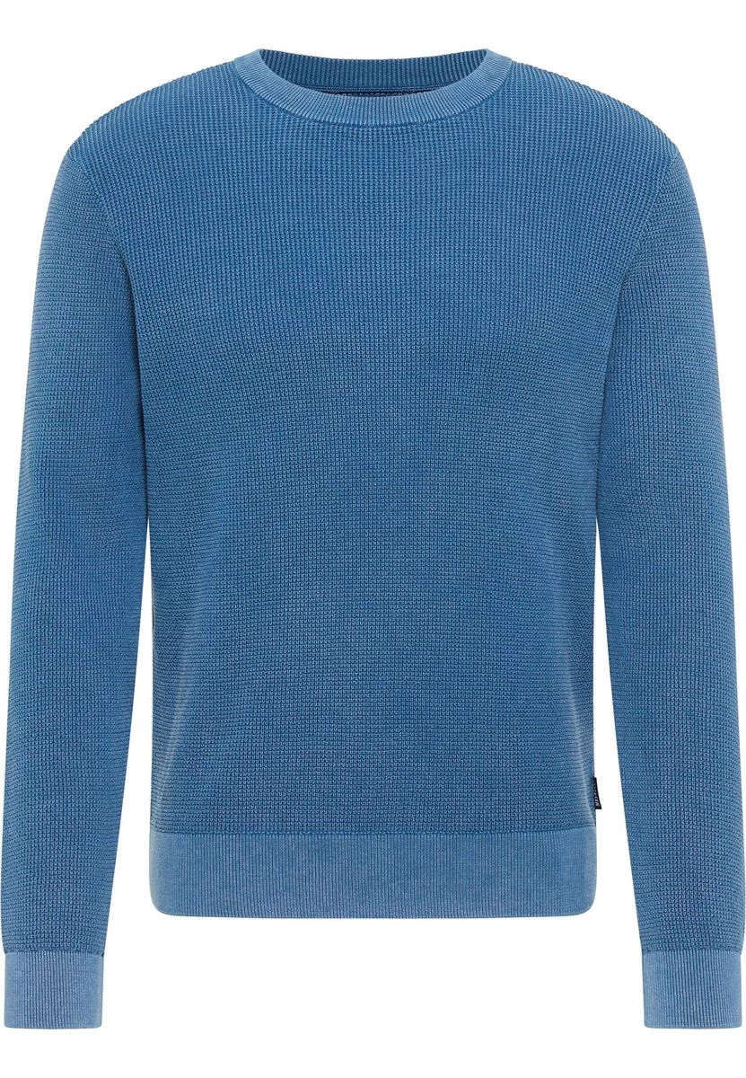 Strukturierter Baumwollpullover mit Rundhalsausschnitt