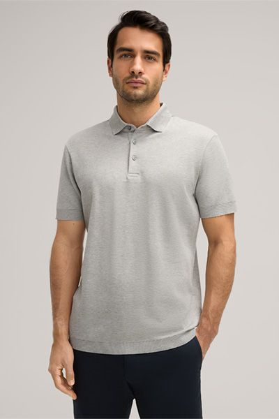 Windsor Floro Baumwoll-Polo-Shirt in Hellgrau meliert