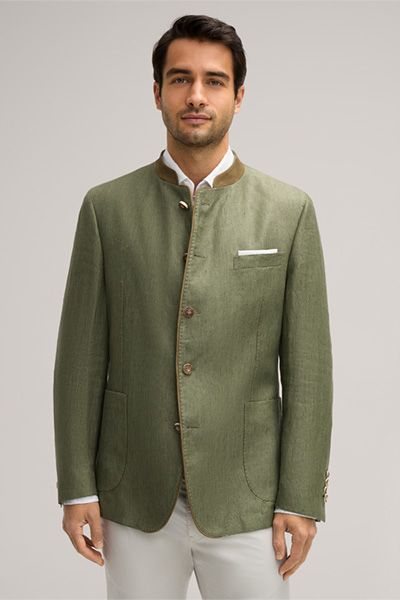 Windsor Giesing Trachten-Janker in Olivgrün Leinenmischung
