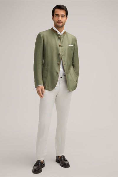 Windsor Giesing Trachten-Janker in Olivgrün Leinenmischung