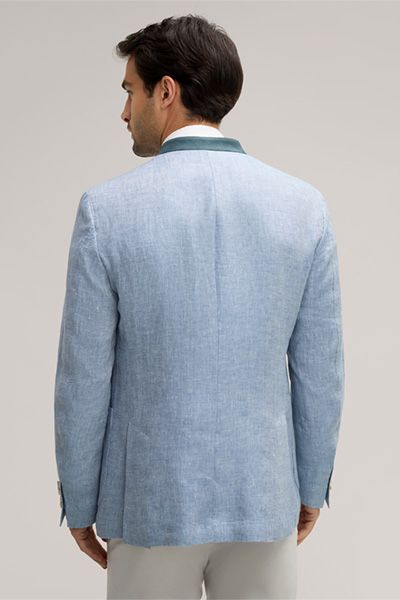 Windsor Giesing Hellblauer Trachtenjanker aus Leinen mit Stehkragen