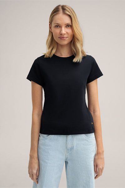 Marc O'Polo Klassisches schwarzes Interlock T-Shirt aus Bio-Baumwolle