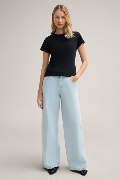 Marc O'Polo Klassisches schwarzes Interlock T-Shirt aus Bio-Baumwolle