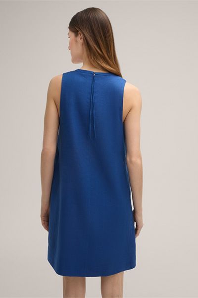 Ärmelloses A-Linien-Kleid aus Leinenmischung in Blau