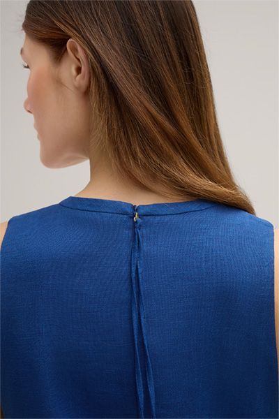 Ärmelloses A-Linien-Kleid aus Leinenmischung in Blau