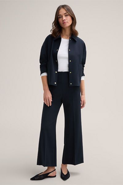 Baumwoll-Interlock-Langarmshirt in Weiß mit Dreiviertelärmeln