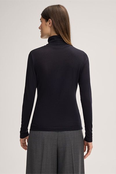 Wollstretch-Rollkragen-Langarmshirt