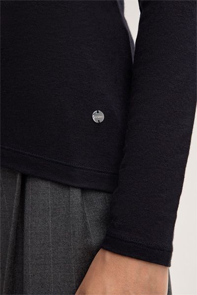 Wollstretch-Rollkragen-Langarmshirt