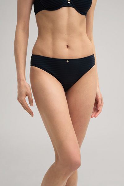 Bogner Marineblau gestreifter Bikini-Slip mit Kornblumenakzent