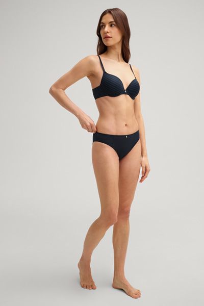 Bogner Marineblau gestreifter Bikini-Slip mit Kornblumenakzent