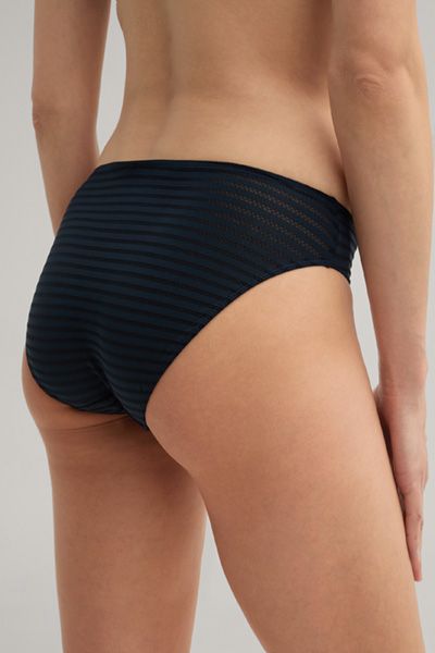 Bogner Marineblau gestreifter Bikini-Slip mit Kornblumenakzent