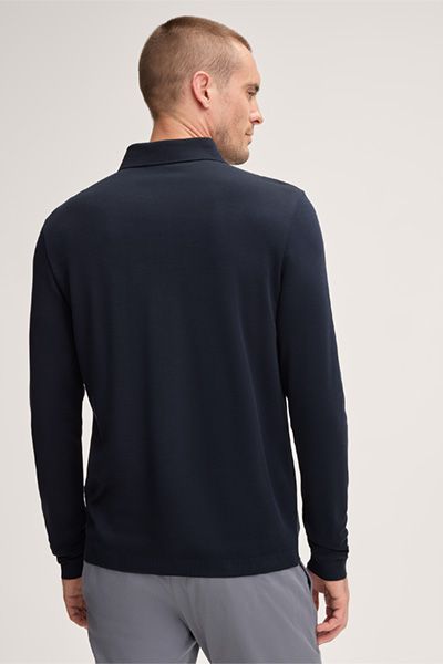 Floro Langarm-Poloshirt aus Baumwolle in Marineblau