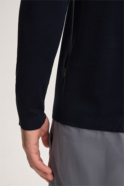 Floro Langarm-Poloshirt aus Baumwolle in Marineblau