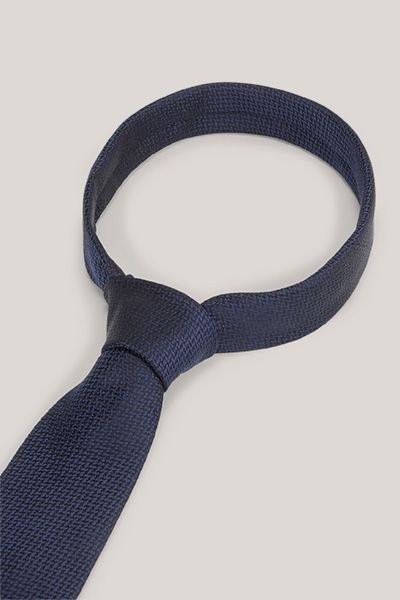 Windsor Marineblau melierte Seidenkrawatte Klassische Business-Krawatte für Herren