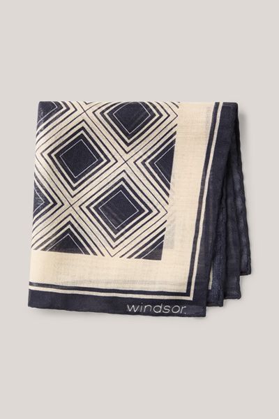 Windsor Einstecktuch aus Wolle und Seide in Blau gemustert