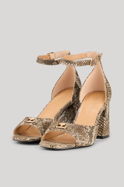 Bogner Serpente Cresta Pia Greige Sandalen mit Schlangenmuster und Knöchelriemen