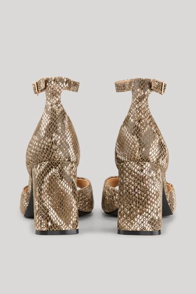 Bogner Serpente Cresta Pia Greige Sandalen mit Schlangenmuster und Knöchelriemen