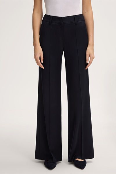 Tommy Hilfiger Marineblaue Flanell Palazzo Hose Weites Bein Wollmischung