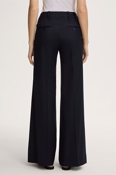 Tommy Hilfiger Marineblaue Flanell Palazzo Hose Weites Bein Wollmischung