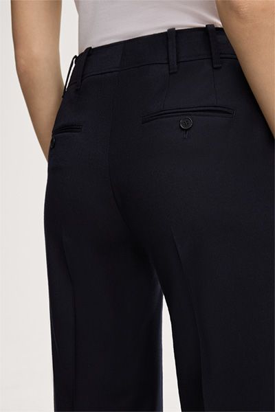 Tommy Hilfiger Marineblaue Flanell Palazzo Hose Weites Bein Wollmischung