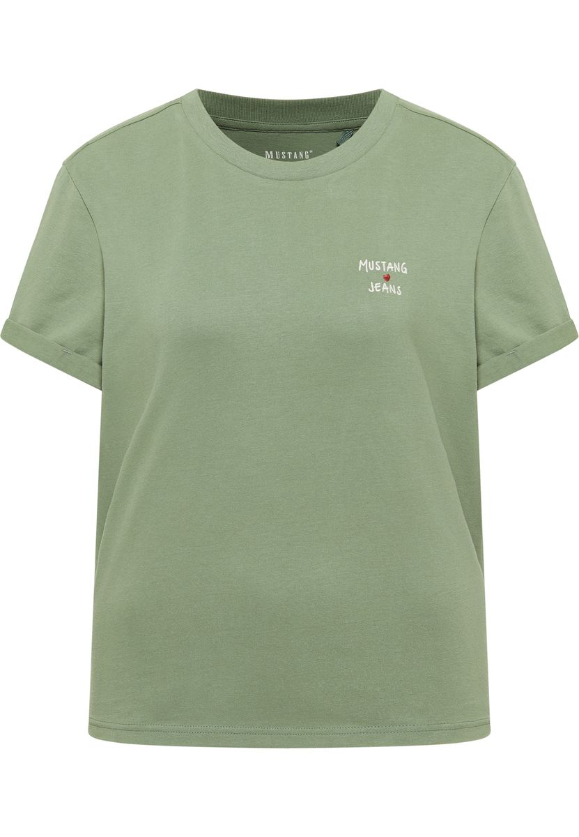 Klassisches Baumwoll-T-Shirt mit umgeschlagenen Ärmeln