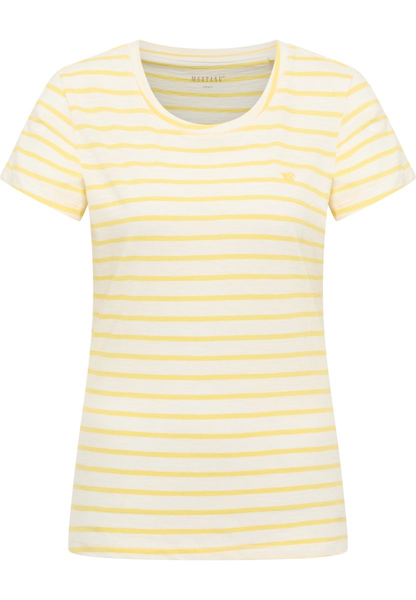 Gestreiftes Baumwoll T-Shirt mit Rundhalsausschnitt