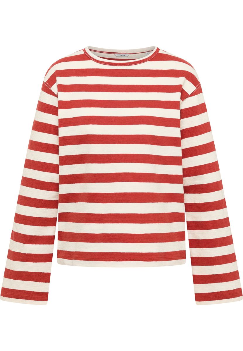 Gestreiftes Langarm Baumwollshirt