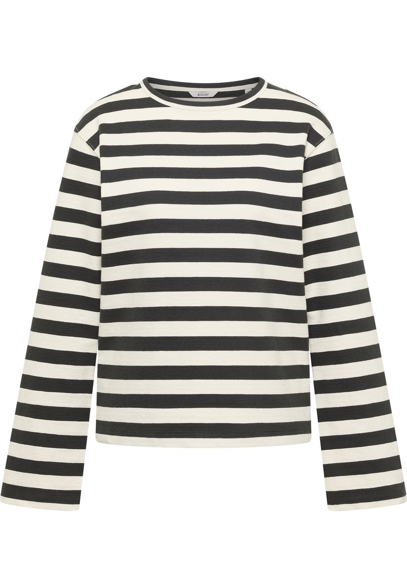Gestreiftes Langarm Baumwollshirt