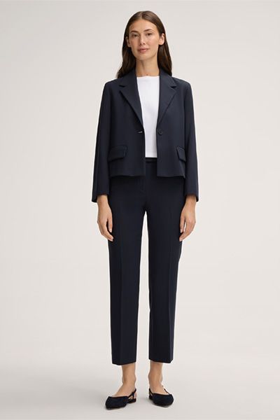 Marc Cain Crêpe Marineblaue Cropped-Hose Schmal Bein Business