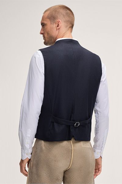 H Gompf & Söhne Ammersee Weste Marineblau gemustert Stehkragen