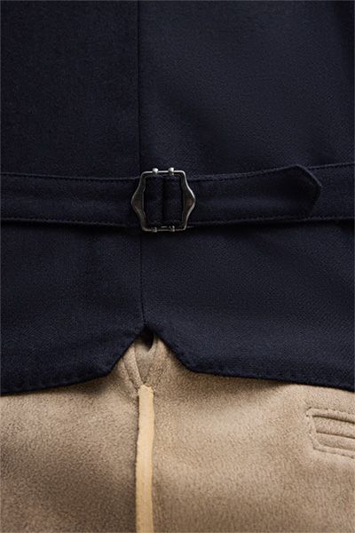 H Gompf & Söhne Ammersee Weste Marineblau gemustert Stehkragen