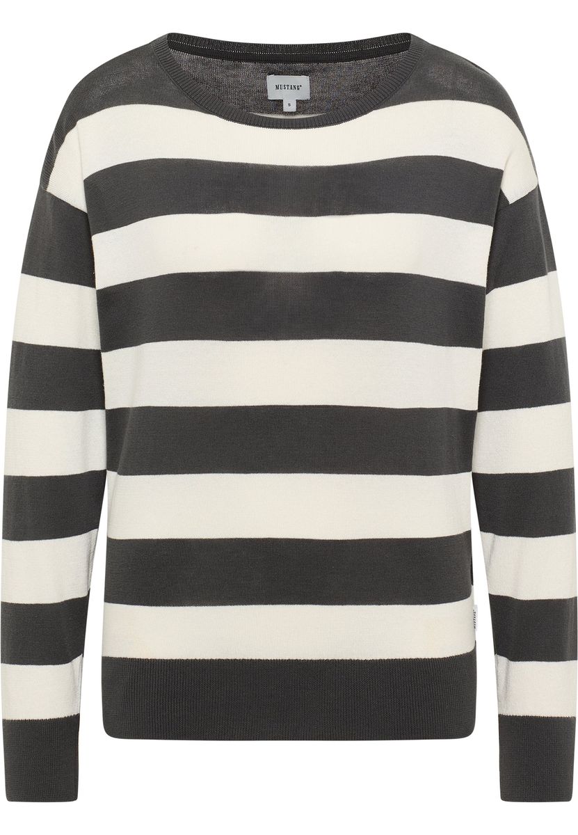 Gestreiftes Baumwoll-Strickoberteil mit langen Ärmeln