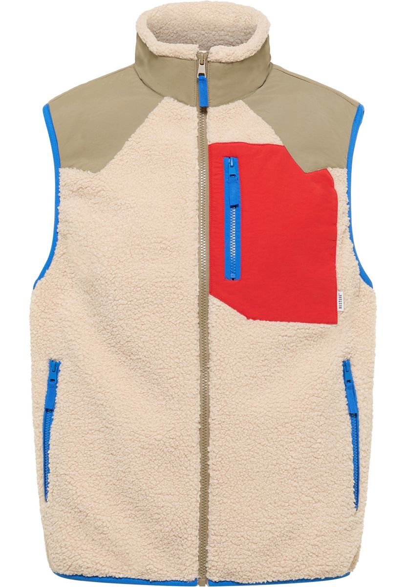 Farbblock Fleece Weste mit Taschen