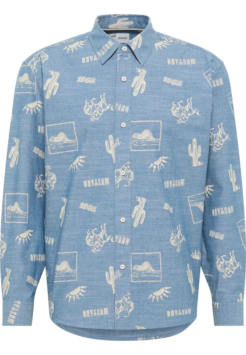 Langarmhemd aus Baumwolle mit Western-Print