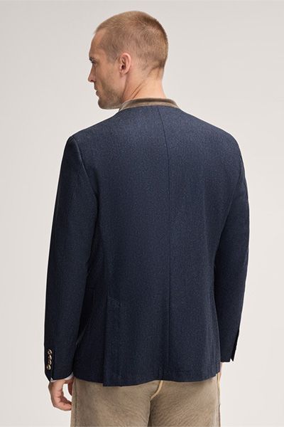 Windsor Trachten-Janker Sendling aus Wolle in Dunkelblau mit Samt Details