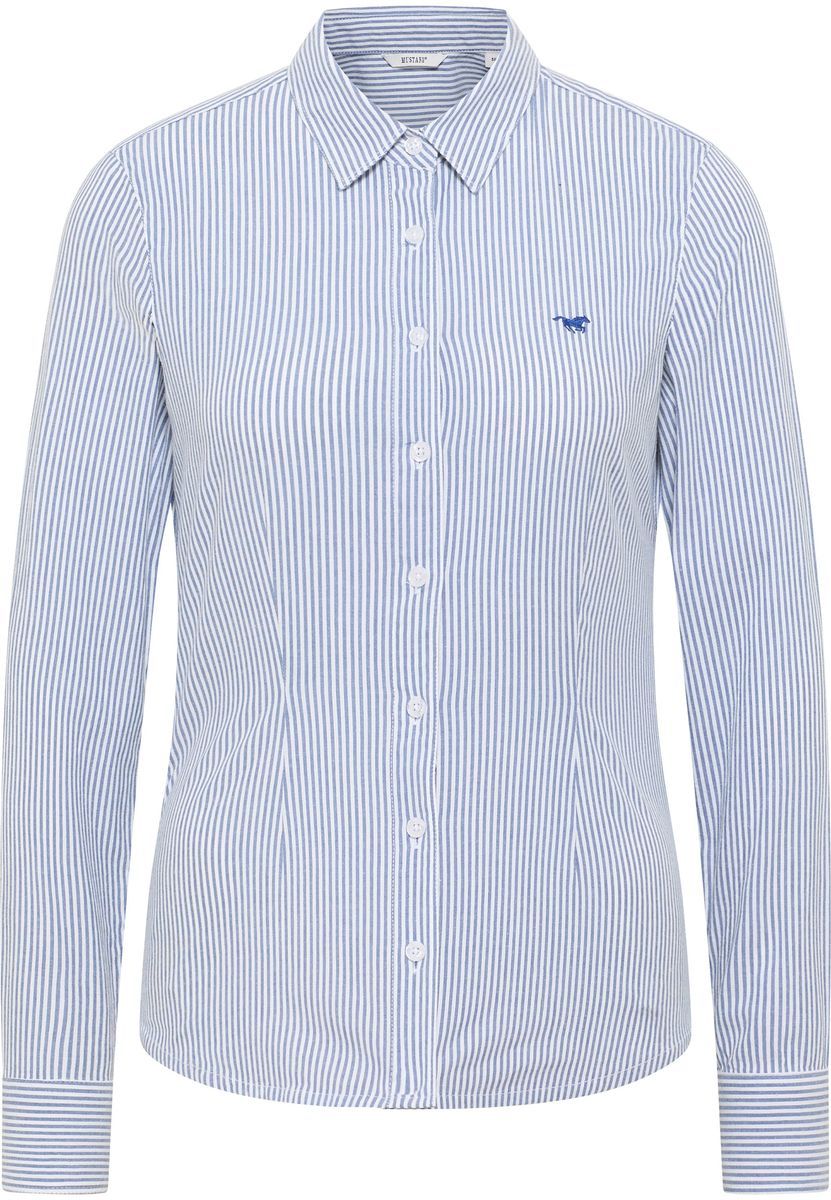 Gestreiftes Langarm Baumwollmischhemd