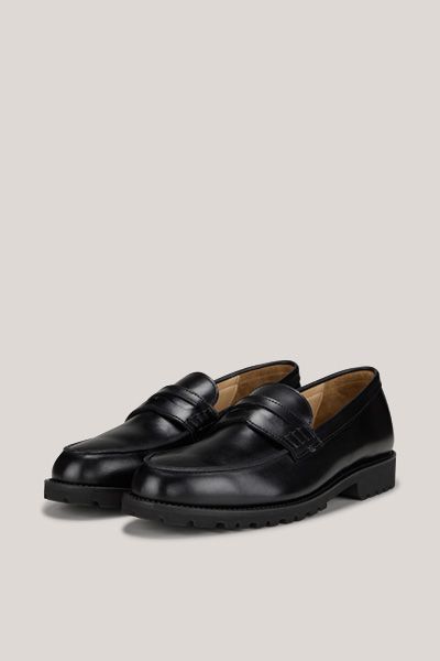 Ludwig Reiter Schwarze Penny Loafer aus Leder mit Profilsohle Unisex