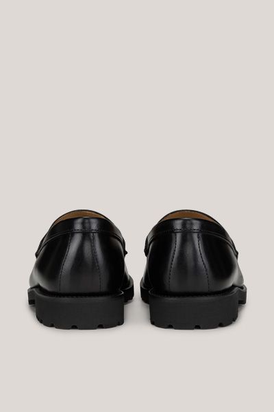 Ludwig Reiter Schwarze Penny Loafer aus Leder mit Profilsohle Unisex