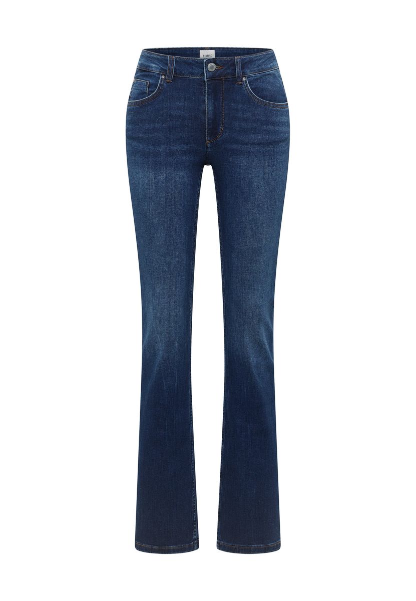 Damen Slim Bootcut Jeans Dunkelblaue Waschung