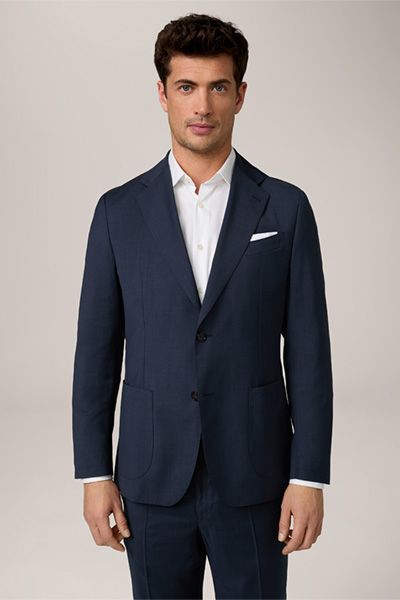 Windsor Marineblaues Woll-Reiseanzugsakko Revers Zwei-Knopf