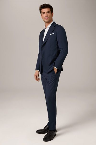 Windsor Marineblaues Woll-Reiseanzugsakko Revers Zwei-Knopf