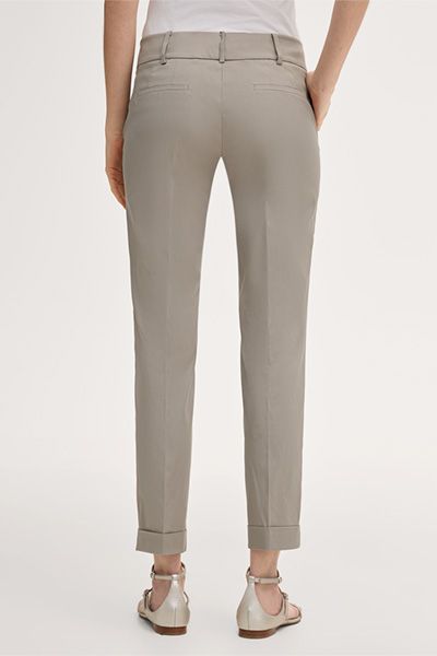 Anzughose aus Baumwollmischgewebe mit Umschlag in Greige