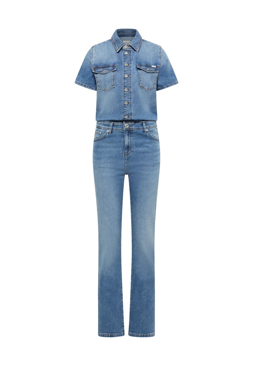 Mustang Damen Einteiler Style Kimmy Flared Jumpsuit, blau mittel