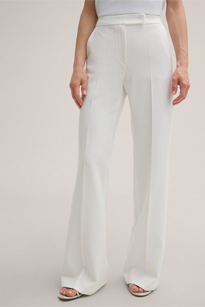 Mango Ecru Weite Crêpe Marlene Hose mit Gesäßtaschen