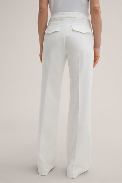Mango Ecru Weite Crêpe Marlene Hose mit Gesäßtaschen