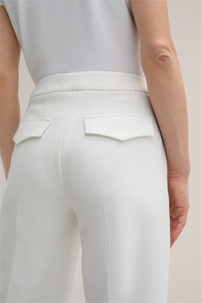 Mango Ecru Weite Crêpe Marlene Hose mit Gesäßtaschen